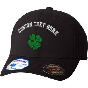 imageFlexfit Hats for Men ampamp Women 4 Leaf Clover Embroidery St Patricks Day Polyester Dad Hat Baseball CapBlack Personalized Text Here