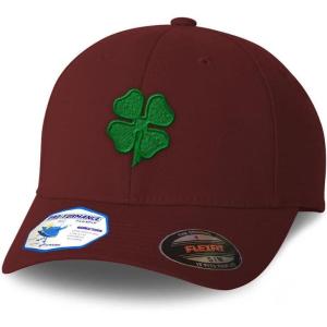 imageFlexfit Hats for Men ampamp Women 4 Leaf Clover Embroidery St Patricks Day Polyester Dad Hat Baseball CapBurgundy