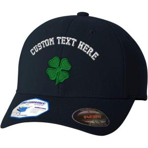imageFlexfit Hats for Men ampamp Women 4 Leaf Clover Embroidery St Patricks Day Polyester Dad Hat Baseball CapDark Navy Personalized Text Here