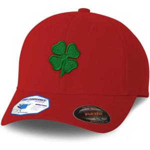 imageFlexfit Hats for Men ampamp Women 4 Leaf Clover Embroidery St Patricks Day Polyester Dad Hat Baseball CapRed