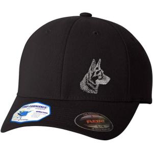 imageFlexfit Left Side Panel German Shepherd Head Silver Embroidery PolyesterBlack