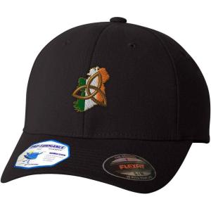 imageIrish Map Flag Shamrock Clover Irish Ireland St Patricks Patty Design Flexfit Adult ProFormance Branded Hat Black LargeXLarge