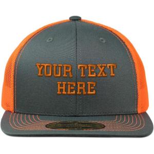 imageSnapback Trucker Hat Custom Personalized Text Cotton Flat Bill Baseball CapDark Grey Orange