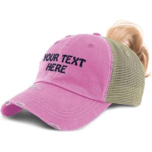 imageWomens Ponytail Cap Custom Personalized Text ampamp Name Distressed Moms Trucker HatsSoft Pink