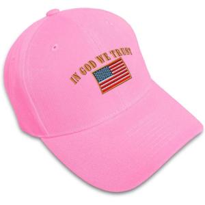 imageBaseball Cap in God We Trust American Flag Embroidery Countries AcrylicSoft Pink