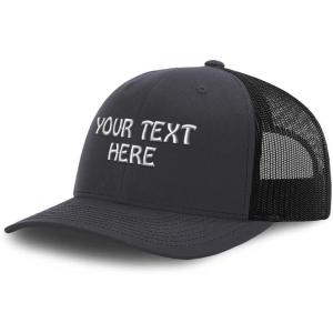imageMesh Trucker Hat Baseball Cap Custom Personalized Text Dad Hats for Men ampamp WomenDark Grey Black