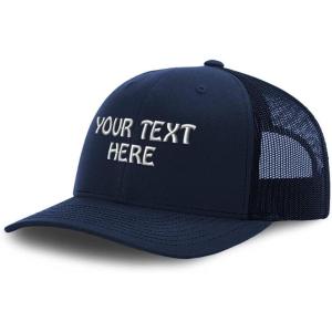 imageMesh Trucker Hat Baseball Cap Custom Personalized Text Dad Hats for Men ampamp WomenNavy
