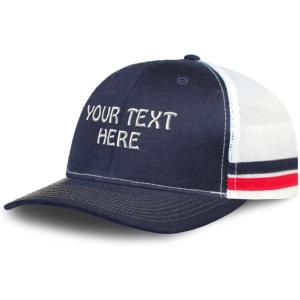 imageMesh Trucker Hat Baseball Cap Custom Personalized Text Dad Hats for Men ampamp WomenNavy White Stripes