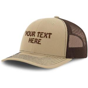 imageRichardson Mesh Trucker Hat Custom Personalized Text Polyester Baseball CapKhaki Coffee