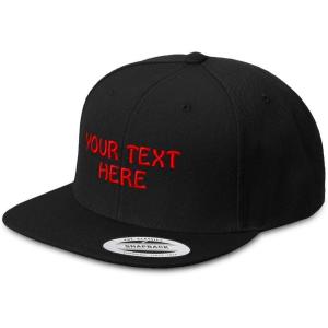 imageSnapback Hats for Men ampamp Women Custom Personalized Text Flat Bill Baseball CapBlack