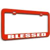 imageSpeedy Pros Metal License Plate Frame Blessed God Religious Jesus Christ Metal Tag Holder Car Accessories Chrome 2 Holes 1 FrameRed 2 Holes