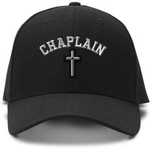 imageBaseball Cap Christain Chaplain Cross Embroidery Dad Hats for Men ampamp Women 1 SizeBlack