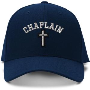 imageBaseball Cap Christain Chaplain Cross Embroidery Dad Hats for Men ampamp Women 1 SizeNavy