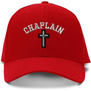 imageBaseball Cap Christain Chaplain Cross Embroidery Dad Hats for Men ampamp Women 1 SizeRed