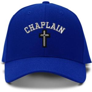 imageBaseball Cap Christain Chaplain Cross Embroidery Dad Hats for Men ampamp Women 1 SizeRoyal Blue