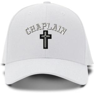 imageBaseball Cap Christain Chaplain Cross Embroidery Dad Hats for Men ampamp Women 1 SizeWhite