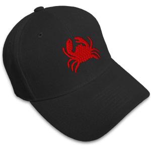 imageBaseball Cap Crab C Embroidery Animals Ocean Hats for Men WomenBlack