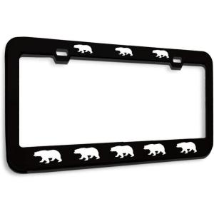 imageMetal License Plate Frame Black Bear Chrome Heavy Duty Steel Tag Holder Car Accessories Chrome 2 Holes 1 FrameBlack 2 Holes