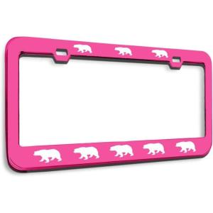 imageMetal License Plate Frame Black Bear Chrome Heavy Duty Steel Tag Holder Car Accessories Chrome 2 Holes 1 FrameHot Pink 2 Holes