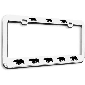 imageMetal License Plate Frame Black Bear Chrome Heavy Duty Steel Tag Holder Car Accessories Chrome 2 Holes 1 FrameWhite 2 Holes