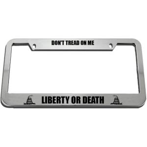 imageSpeedy Pros License Plate Frame Dont Tread on Me Liberty Or Death Zinc Weatherproof Car Accessories Chrome 2 Holes 1 FrameChrome 2 Holes