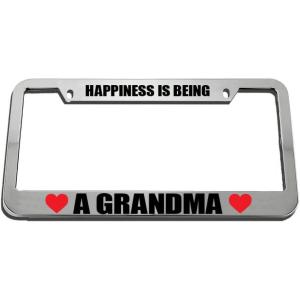 imageSpeedy Pros License Plate Frame Happiness is Being A Grandma Zinc Weatherproof Car Accessories Chrome 2 Holes 1 FrameChrome 2 Holes