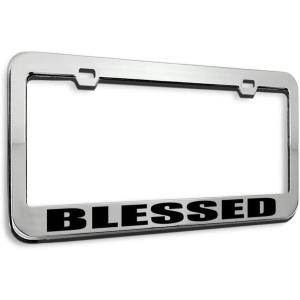 imageSpeedy Pros Metal License Plate Frame Blessed God Religious Jesus Christ Metal Tag Holder Car Accessories Chrome 2 Holes 1 FrameChrome 2 Holes