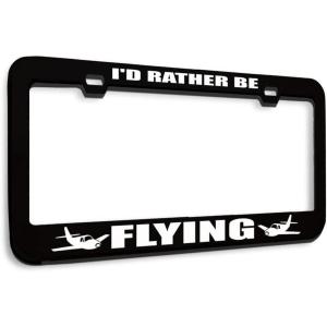 imageSpeedy Pros Metal License Plate Frame Id Rather Be Flying Metal A Tag Holder Car Accessories Black 2 Holes 1 FrameBlack 2 Holes