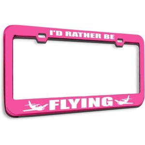 imageSpeedy Pros Metal License Plate Frame Id Rather Be Flying Metal A Tag Holder Car Accessories Black 2 Holes 1 FrameHot Pink 2 Holes