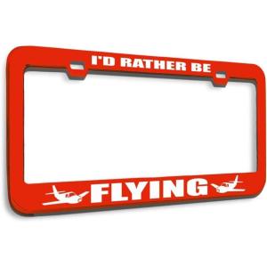 imageSpeedy Pros Metal License Plate Frame Id Rather Be Flying Metal A Tag Holder Car Accessories Black 2 Holes 1 FrameRed 2 Holes