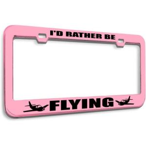 imageSpeedy Pros Metal License Plate Frame Id Rather Be Flying Metal A Tag Holder Car Accessories Black 2 Holes 1 FrameSoft Pink 2 Holes