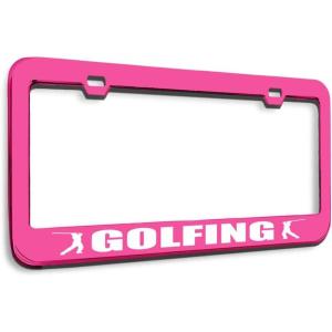 imageSpeedy Pros Metal License Plate Frame Id Rather Be Golfing Golf Metal Tag Holder Car Accessories Black 2 Holes 1 FrameHot Pink 2 Holes