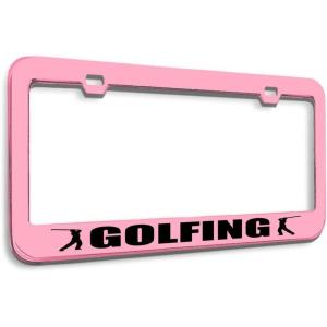 imageSpeedy Pros Metal License Plate Frame Id Rather Be Golfing Golf Metal Tag Holder Car Accessories Black 2 Holes 1 FrameSoft Pink 2 Holes