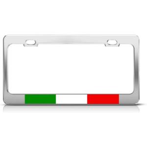 imageSpeedy Pros Metal License Plate Frame Italian Flag Italy Country Style B Car Accessories Chrome 2 Holes