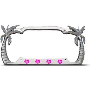 imageSpeedy Pros Palm Tree Hibiscus Flowers Metal License Plate Frame Tag Holder