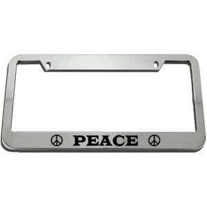 imageSpeedy Pros Peace WPeace Sign Zinc Metal License Plate Frame Car Auto Tag Holder  Chrome 2 Holes