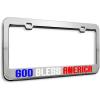 imageMetal License Plate Frame God Bless America Flag Eagle Metal Tag Holder Car Accessories Stainless Steel 2 Holes 1 FrameChrome 2 Holes