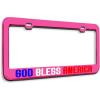 imageMetal License Plate Frame God Bless America Flag Eagle Metal Tag Holder Car Accessories Stainless Steel 2 Holes 1 FrameHot Pink 2 Holes
