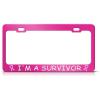 imageSpeedy Pros License Plate Frame Im A Survivor Breast Cancer Ribbon Hot Pink Car Accessories Hot Pink 2 Holes