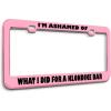 imageSpeedy Pros Metal License Plate Frame Ashamed What I Did for Klondike Bar Humor Funny Metal Car Accessories Chrome 2 Holes 1 FrameSoft Pink 2 Holes