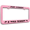 imageSpeedy Pros Metal License Plate Frame Just Wishing I was Fishing Fish Fishing Chrome Tag Border Car Accessories Chrome 2 Holes 1 FrameSoft Pink 2 Holes