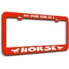 imageSpeedy Pros Metal License Plate Frame My Other Ride is A Horse Chrome Tag Border Car Accessories Chrome 2 Holes 1 FrameRed 2 Holes