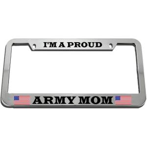 imageSpeedy Pros License Plate Frame Im A Proud Army Mom Zinc Weatherproof Car Accessories Chrome 2 Holes 1 Frame