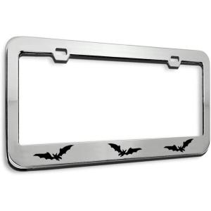 imageSpeedy Pros Metal License Plate Frame Bat Bats Animal Metal Tag Holder Car Accessories Black 2 Holes 1 FrameChrome 2 Holes