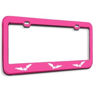 imageSpeedy Pros Metal License Plate Frame Bat Bats Animal Metal Tag Holder Car Accessories Black 2 Holes 1 FrameHot Pink 2 Holes