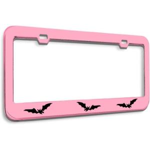 imageSpeedy Pros Metal License Plate Frame Bat Bats Animal Metal Tag Holder Car Accessories Black 2 Holes 1 FrameSoft Pink 2 Holes