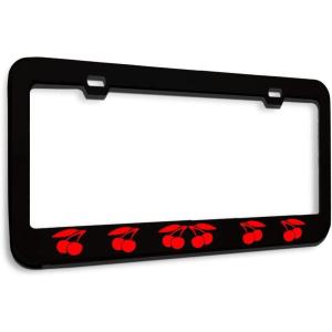 imageSpeedy Pros Metal License Plate Frame Cherry Cherries Metal Tag Holder Car Accessories Black 2 Holes 1 FrameBlack 2 Holes