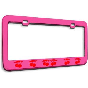 imageSpeedy Pros Metal License Plate Frame Cherry Cherries Metal Tag Holder Car Accessories Black 2 Holes 1 FrameHot Pink 2 Holes