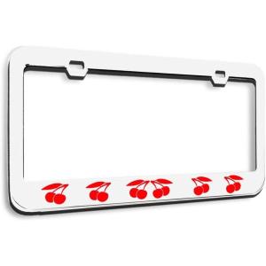 imageSpeedy Pros Metal License Plate Frame Cherry Cherries Metal Tag Holder Car Accessories Black 2 Holes 1 FrameWhite 2 Holes