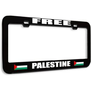 imageSpeedy Pros Metal License Plate Frame Free Palestine Palestinian Country Metal Tag Holder Car Accessories Black 2 Holes 1 FrameBlack 2 Holes